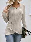 Womens Long Sleeve T Shirt Blouse Ladies Autumn Plain Pullover Tops Plus Size