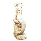 20 In  Antique White Sexy Mermaid Sitting On Coastal Rock Beach Nautical Statue