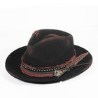Vintage Mens Fedora Firm Wool Women Felt 7 5 8-7 3 4 Zc-black Metal Chain-xl