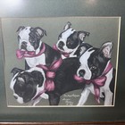 Boston Terrier Puppies Original Art Santa   s Helpers Signed Dog Christmas 