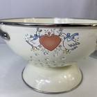 Vintage Marmalade Goose Footed Colander Strainer Heart Enameled