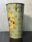Vintage French Country Shabby Chic Metal Floral Bucket Vase Umbrella Stand Green