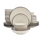 Elama Gia 24 Piece Round Stoneware Dinnerware Set Plates Bowls Service For 6 New