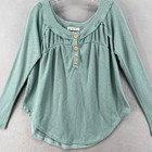 We The Free People Shirt Womens S Green Scoop Neck Waffle Knit Long Sleeve Top