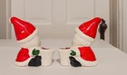 Vintage Christmas Mcm Japan Porcelain Santa Tapered Candle Holder Pair