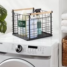Large Wire Natural Wood Handles Milk Crate Black - Brightroom   