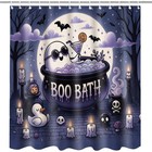 Halloween Shower Curtain 71x71in  Cute Ghost Boo Bathroom Decor