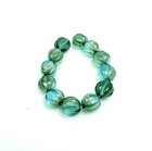 12 Czech Glass Fluted Melon Beads Corrugated - Aquamarine Blue - Celsian 8mm