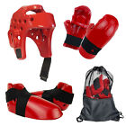 Red Martial Arts Gear Head Hand Feet Guard Taekwondo Karate Sparring Foam Set