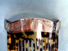 Antique Victorian Silver Plated Back Hair Comb - Engraved Mount Excellent