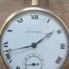 South Bend Panama Pocket Watch Gold Filled Yellow Case White Roman Dial 16j