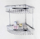Chrome Bathroom Shower Basket Double Layer Bath Wall Corner Storage Shelf Caddy