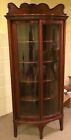Antique Corner Cabinet Sliding Curved Bowed Glass China Curio Cabinet Rare