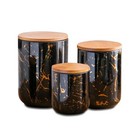 Black Kitchen Canister Set Of 3  Kitchen Countertop Ceramic Jars Black Decal