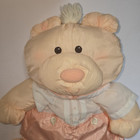 Vintage Fisher Price Puffalump Bear Cub Nylon Plush W peach Romper 1986