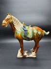 Vintage Chinese Tang Dynasty Style Pottery Horse With Sancai Glaze   11  Tall