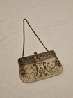 Antique Glass Seed Beaded Edwardian Purse Brass Frame Early 1900 s Clutch