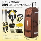 Large Catcher Gear Bag With Wheels - Rolling Baseball Tactical Style For 4 Bats 