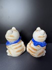 Porcelain Cat Shaped Salt   Pepper Shakers Set With Blue Scarf Ceramic
