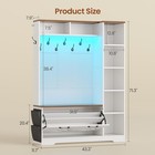 Hall Tree With Shoe Storage  Farmhouse Entryway Bench W flip Drawers  led Lights