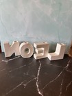 Vintage Noel Block Letter Candle Stick Holders Japan Christmas Candy Cane Read