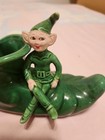 Treasure Craft Vintage Green Pixie Elf On Green Elf Shoe Figurine Planter