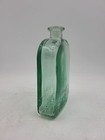 Vintage Embossed Green Glass Bottle Decanter Relief Art 21cm Spain