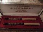 Vintage Chanel No  5 Arpege 14kt Gold Filigree Ballpoint 2 Pen Set Writing