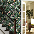 Boho Vintage Peel And Stick Wallpaper  Floral Wallpaper  Dark Green Black Flower