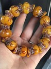 Old Honey Beeswax Bracelet Engraved Money Bag Bracelet Amber Bracelet 22   18