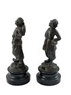 An Antique Pair Of French Fin De Si  cle Bronzed Spelter Statuettes And Peasants 