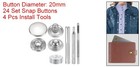 24 Set 20mm Leather Snap Fastener Kit 2 76  Long W 4 Install Tools Silver