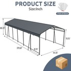 12 X 32 Ft Heavy Duty Metal Carport Large Garage W  4 Fixed Inclined Square Tube