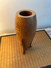 Mid Century Atomic Style Artisan Turned Carved Wood Art Vase 9    Mcm Signed