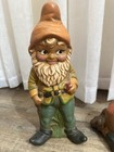 Vintage Garden Gnome Lot Ceramic Hand Painted Dwarf Elf Statue Yard Art Decor