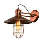 Vintage Industrial Wall Light Outdoor Rustic Metal Cage Glass Wall Sconce Lamp