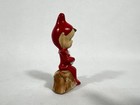 Vintage 1950s Christmas Pixie Elf Musician On Stump Figure Porcelain Japan Red