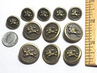 Lot 20 Vintage Brass Metal Picture Buttons Horse Horseshoes Knights Cowboys