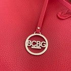 Bcbg Paris Womens Vibrant Red Tote Shoulder Bag Tan Interior Gold Accent Spring