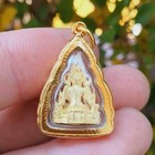 Phra Buddha Chinnarat Gold Plated Waterproof Gold Frame Thai Pendant Amulet