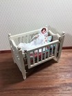 Dollhouse Miniature Baby Doll In Long White Lace Gown 1 12 Scale Brown Hair