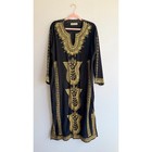 Uzman Giyim 100  Cotton Embroidered Kaftan In Black   Gold Embroidery Size Xxl