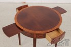 75381  Baker Inlaid Mahogany Round 2 Drawer Table