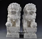 13  Old China Dehua White Porcelain Foo Fu Dog Guardian Door Lion Statue Pair