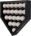 Baseball Display Case 21  Black Wood Mlb Autograph Ball Rack Holder Wall Cabinet