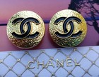 2pcs Stamped Chanel Cc Black Gold Round Button 24mm