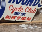 Vintage Goofy Porcelain Sign Old Hog Hounds Cycle Clu  Motorcycle Disney Cartoon