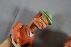 Lot 2 Vtg Hand Carved Wood Mechanical Articulating Cork Bottle Stopper