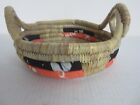 African Woven Round Basket With Loop Handle  8    Diameter