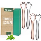 4pc Stainless Steel Tongue Scraper Set With Dual Heads   Travel Cases - Fresh Br